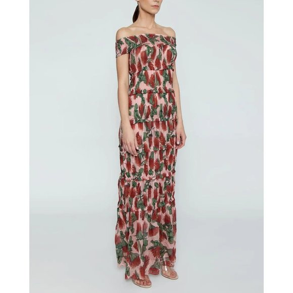 Adriana Degreas Dresses & Skirts - NWT Adriana Degreas Fiore Off The Shoulder Tiered Long Dress Rose Print - XS/S